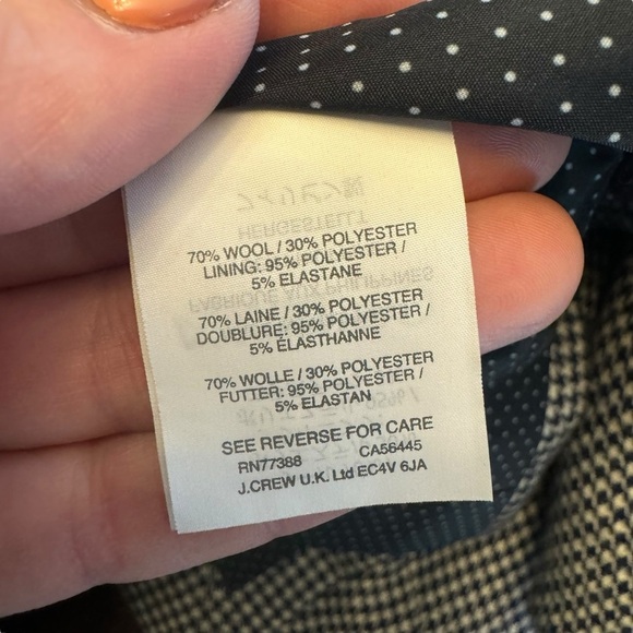 J. Crew - The Campbell Blue Houndstooth Wool Blend Blazer Sz 14 - Picture 11 of 11